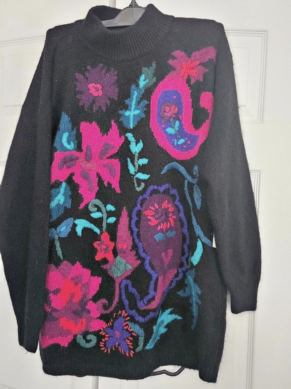 SEGUE Silk Angora Sweater Women's  Floral Paisley  NWT